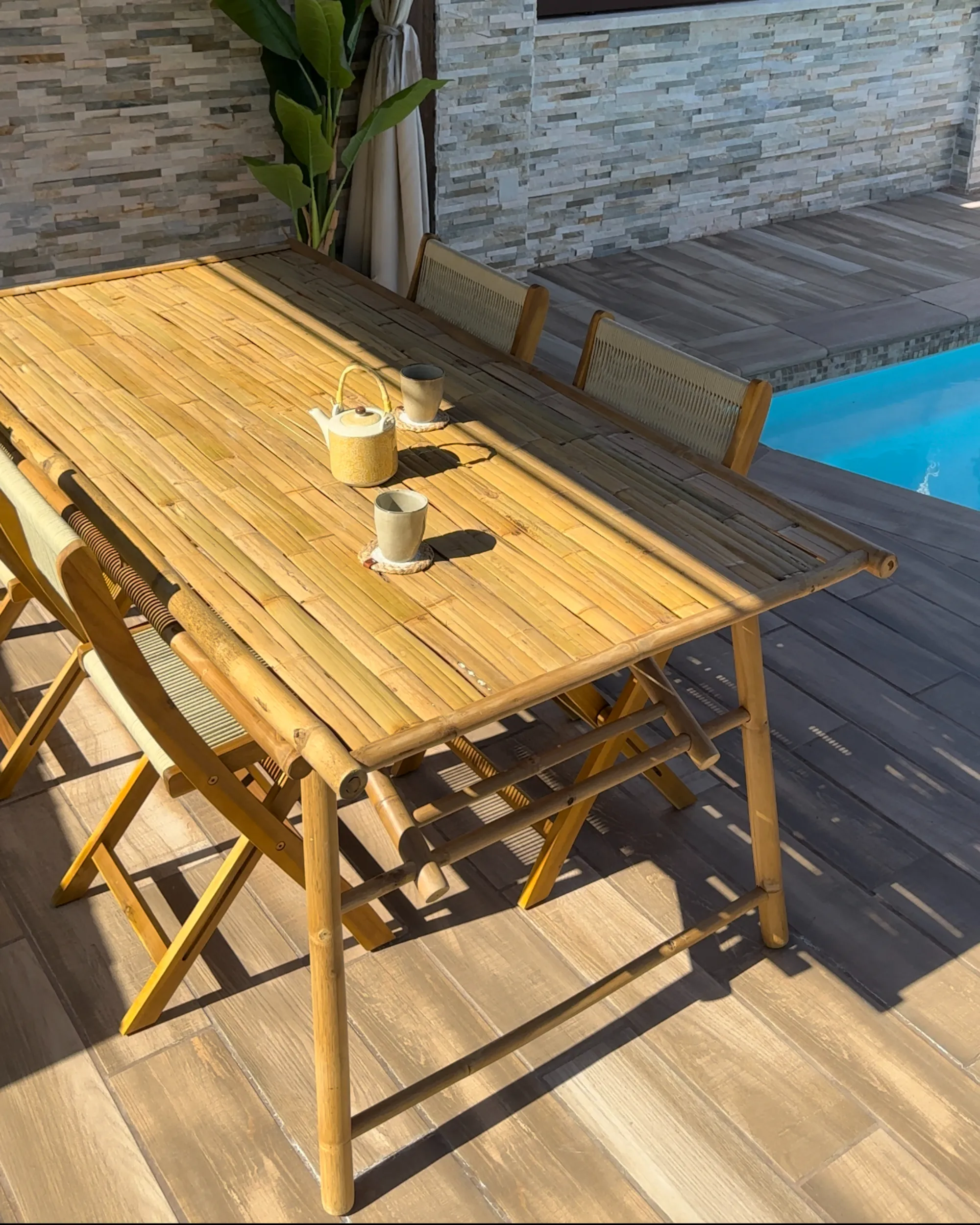 Tuin eettafel TINDARI 180 cm 90 cm Bamboehout Lichtbruin