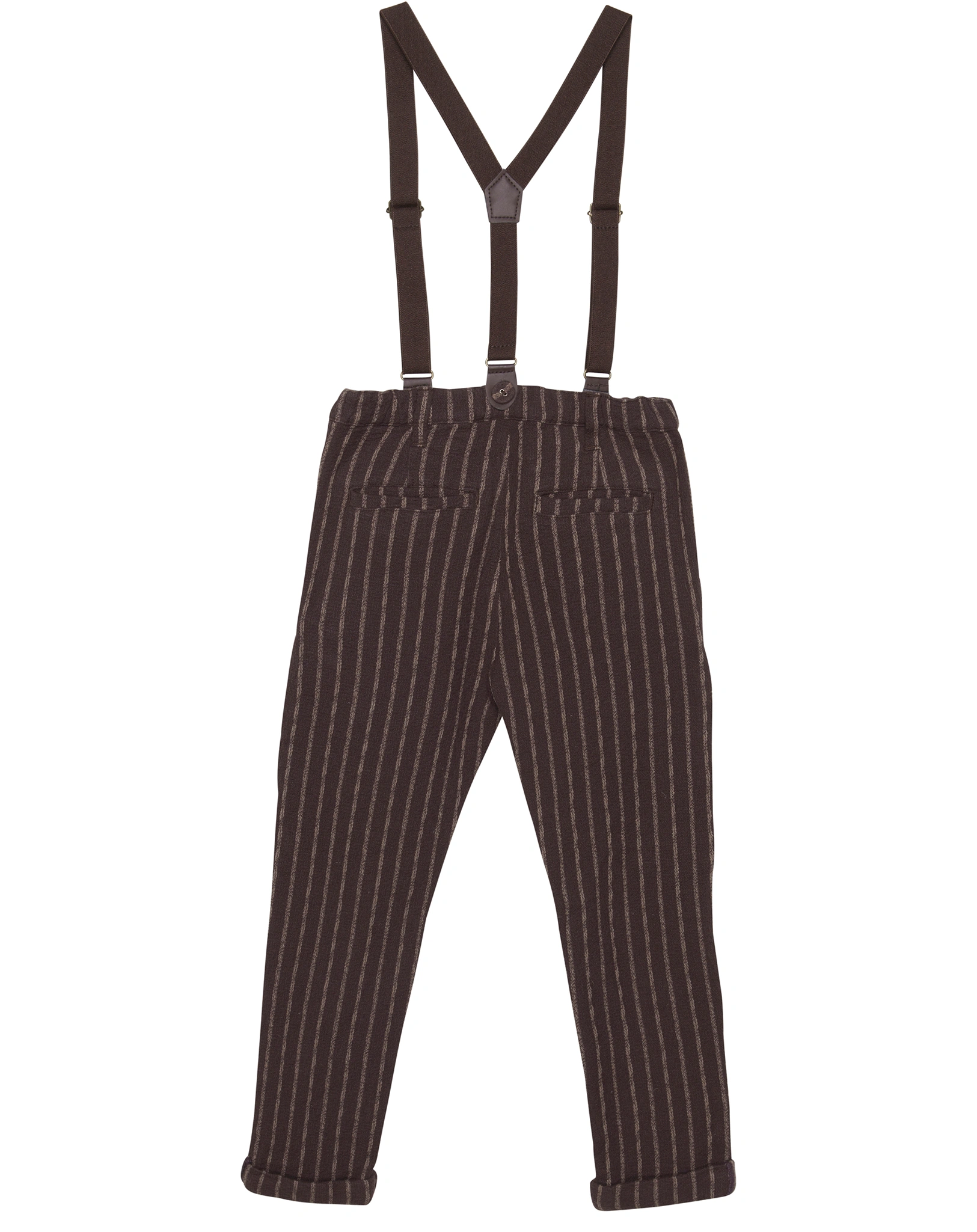 Stoffhose STRIPES mit Hosenträgern in coffee bean