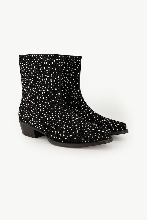 Leder-Stiefelette, Ziernieten, Wechsel-Fußbett, Weite H