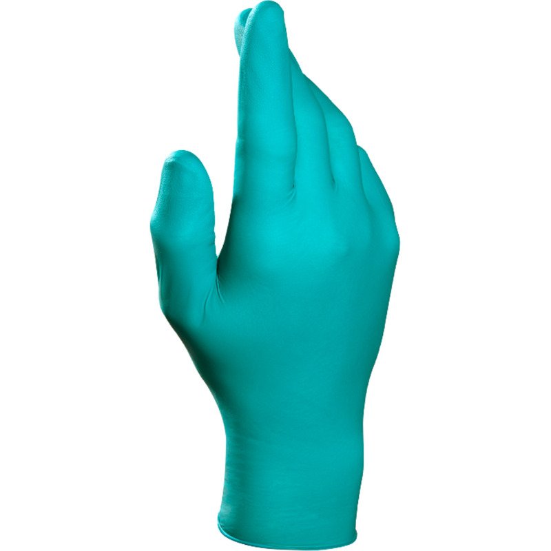 Gants jetables de protection chimique Mapa Solo 977, nitrile non poudré, vert - Boîte de 100 gants