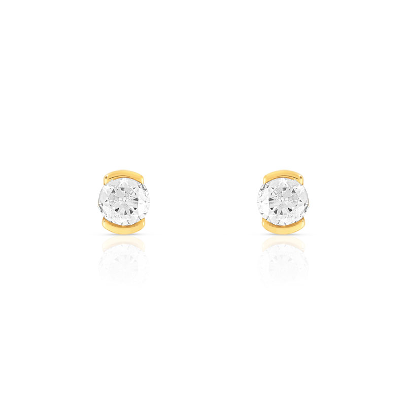 Boucles d'oreilles or 750 jaune diamants
