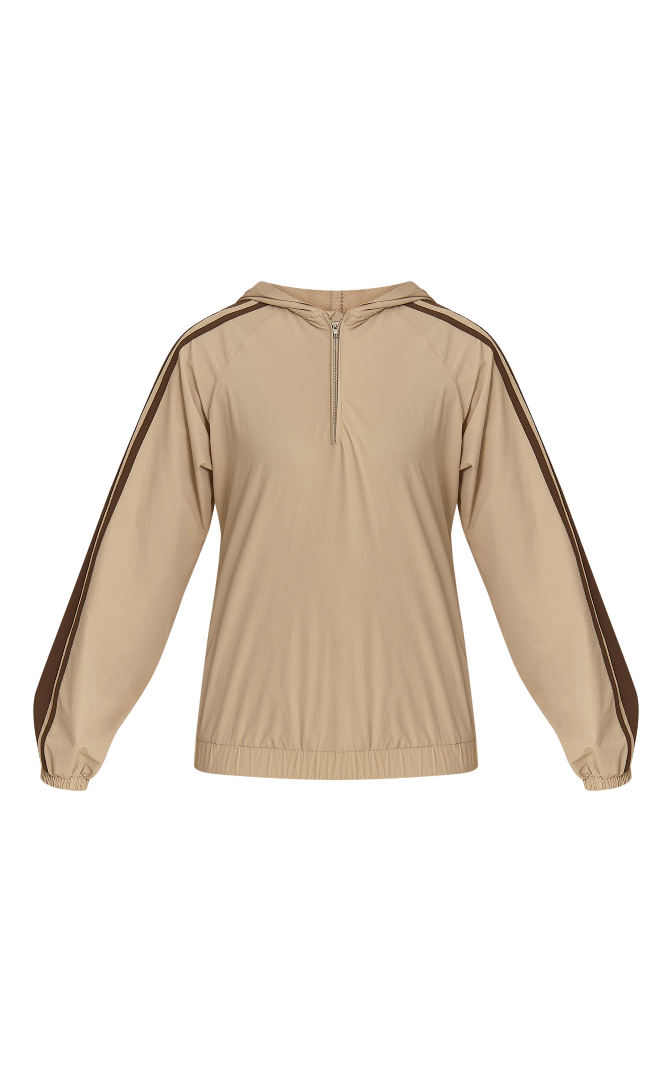 Gris Pierre Veste De Survêtement À Casynthétiqueche Avec Bandes Contrastées Et Détail Coquille