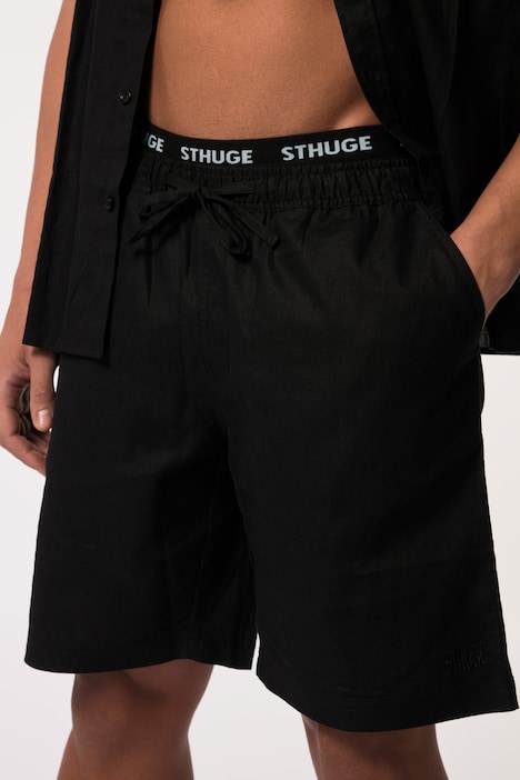 STHUGE Leinenmix-Bermuda, Elastikbund, bis 8 XL