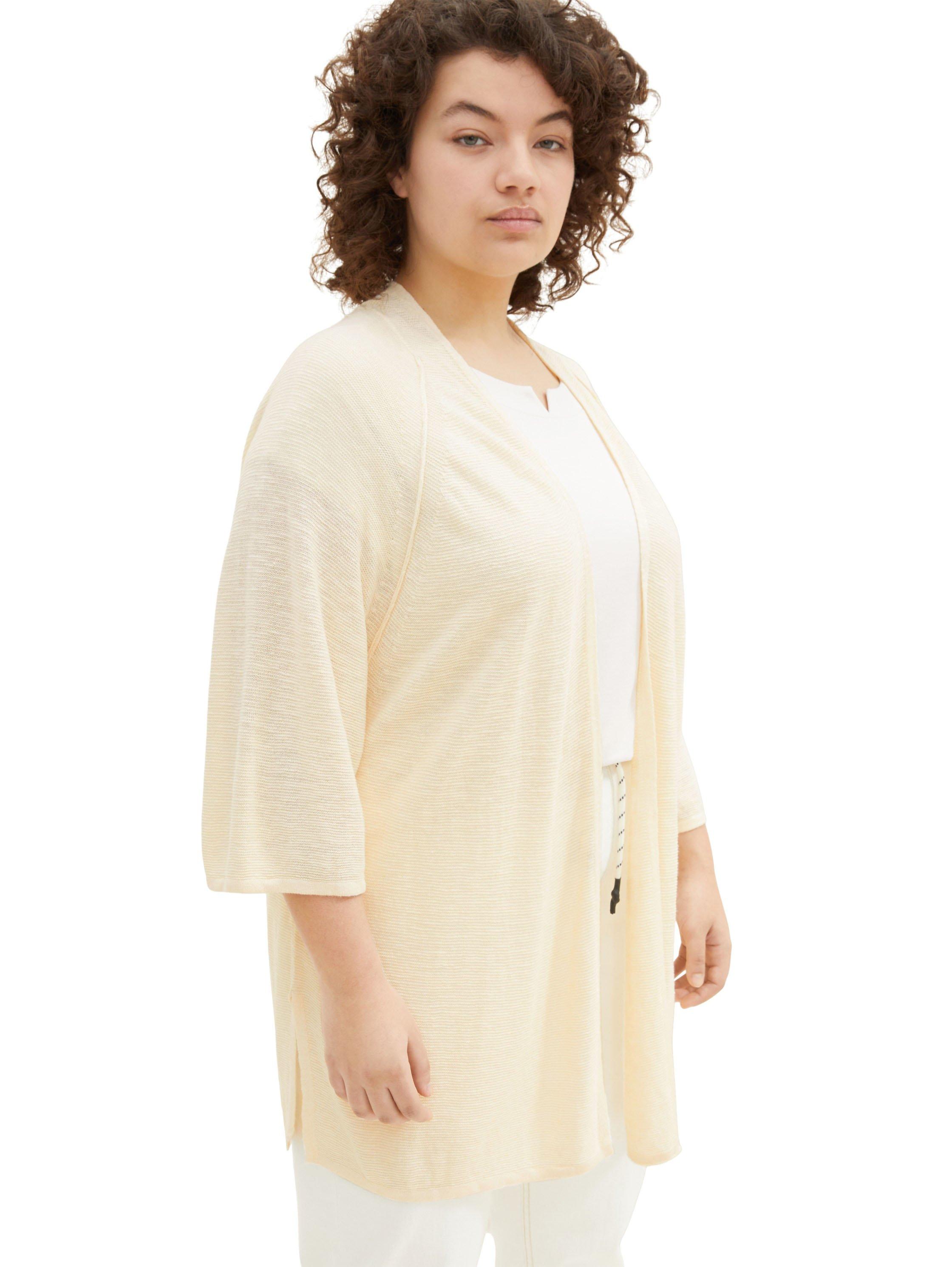 Cardigan in offener Form mit 3/4-Arm, aus Leinen-Mix