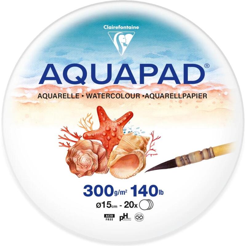 Feuilles rondes Aquapad papier aquarelle Ø15cm 20F 300g