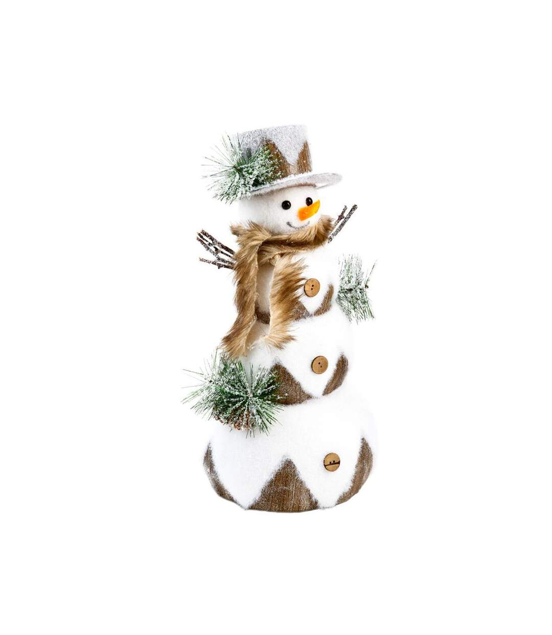 Bonhomme de Neige Déco Glacé 42cm Blanc