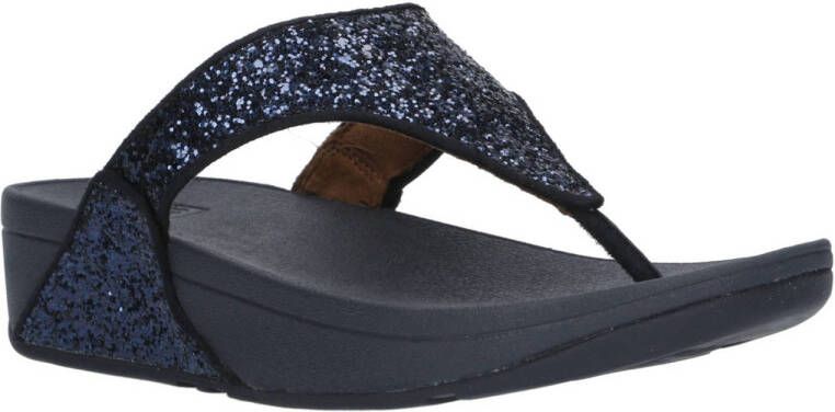FITFLOP Teenslippers Dames Lulu Glitter Toe-post Maat: 42 Materiaal: Leer Kleur: Blauw