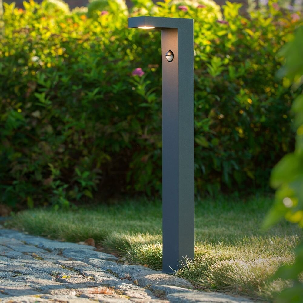 LED-padverlichting Texas in antraciet 7W 3000K IP54 met bewegingsmelder