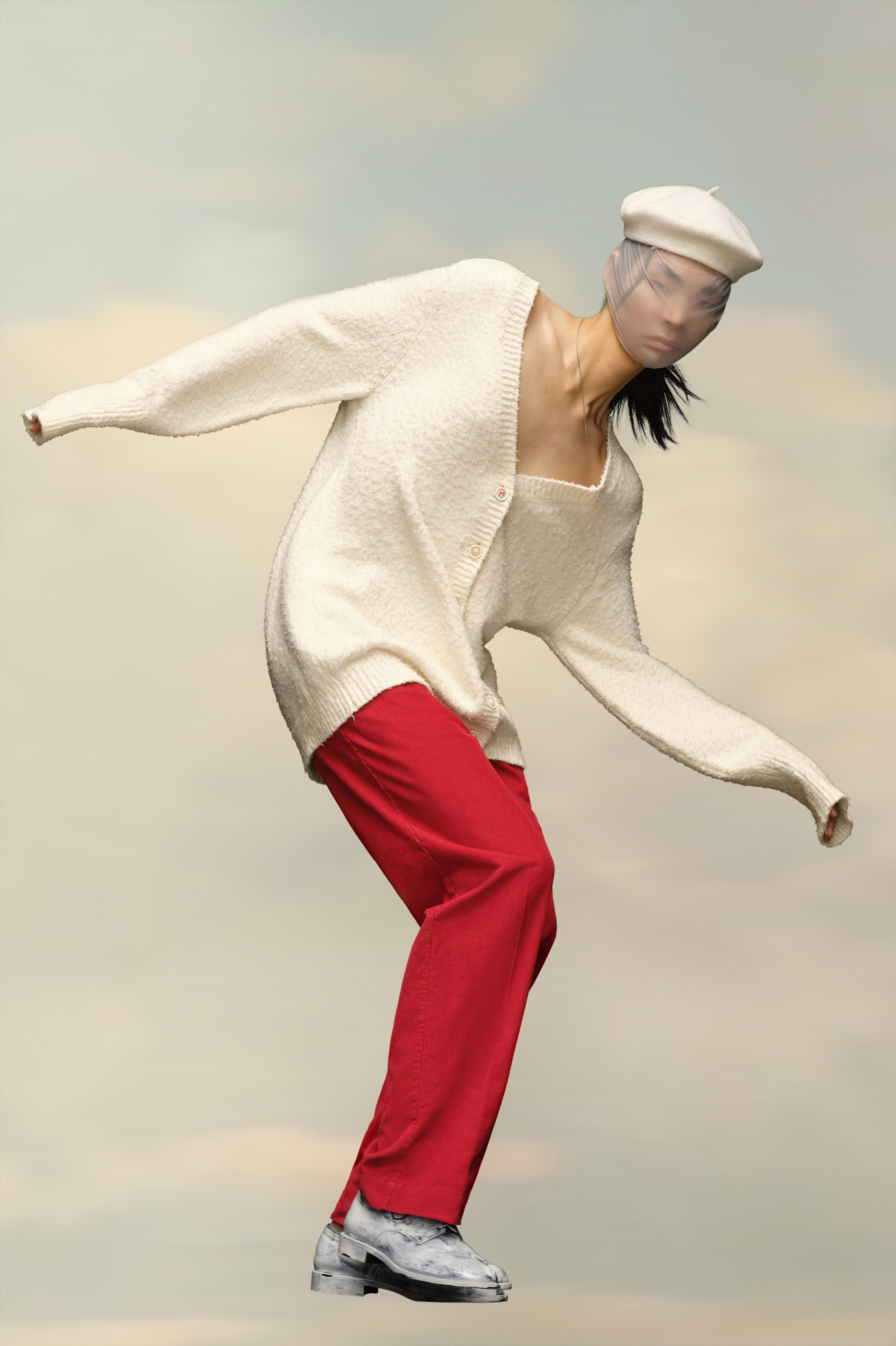 Cardigan col V oversize Blanc