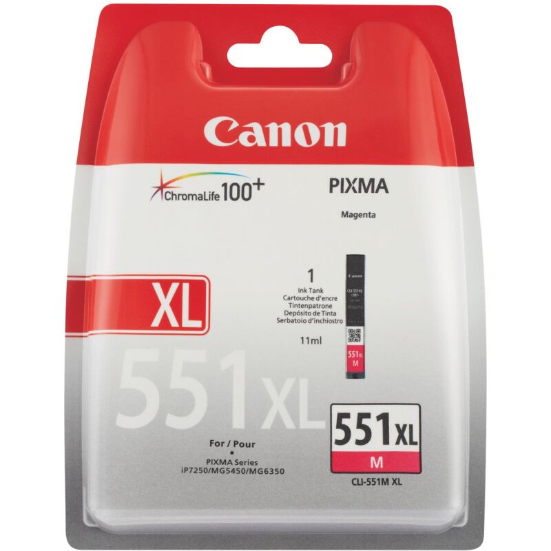 Cartouche Canon CLI-551XL couleurs séparées haute capacité pour imprimante jet d'encre