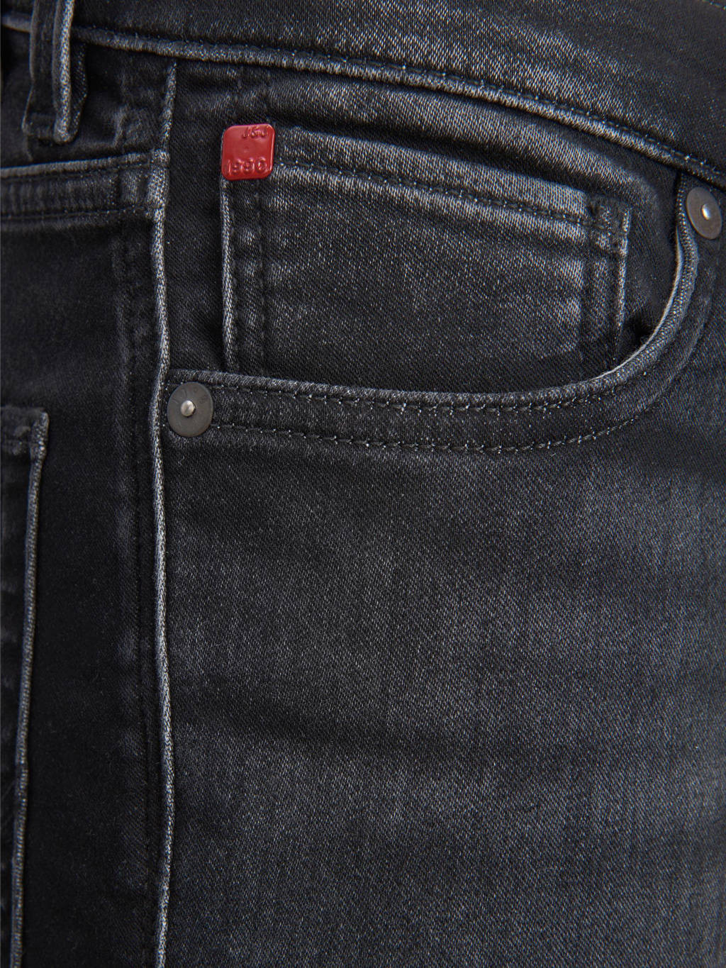 JACK & JONES slim fit jeans bermuda JJIRICK zwart