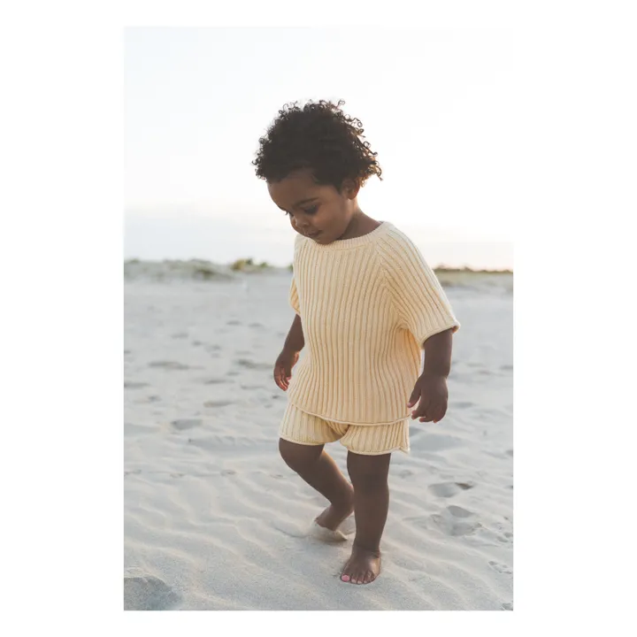 Illoura the Label Short Coton Bio Maille Côtelé | Jaune