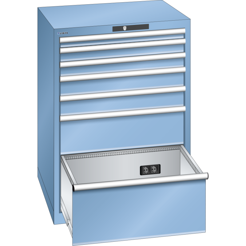 Armoire à tiroirs Lista 36x36E H 100 x L 71,7 x P 72,5 cm avec plusieurs tiroirs Key Lock