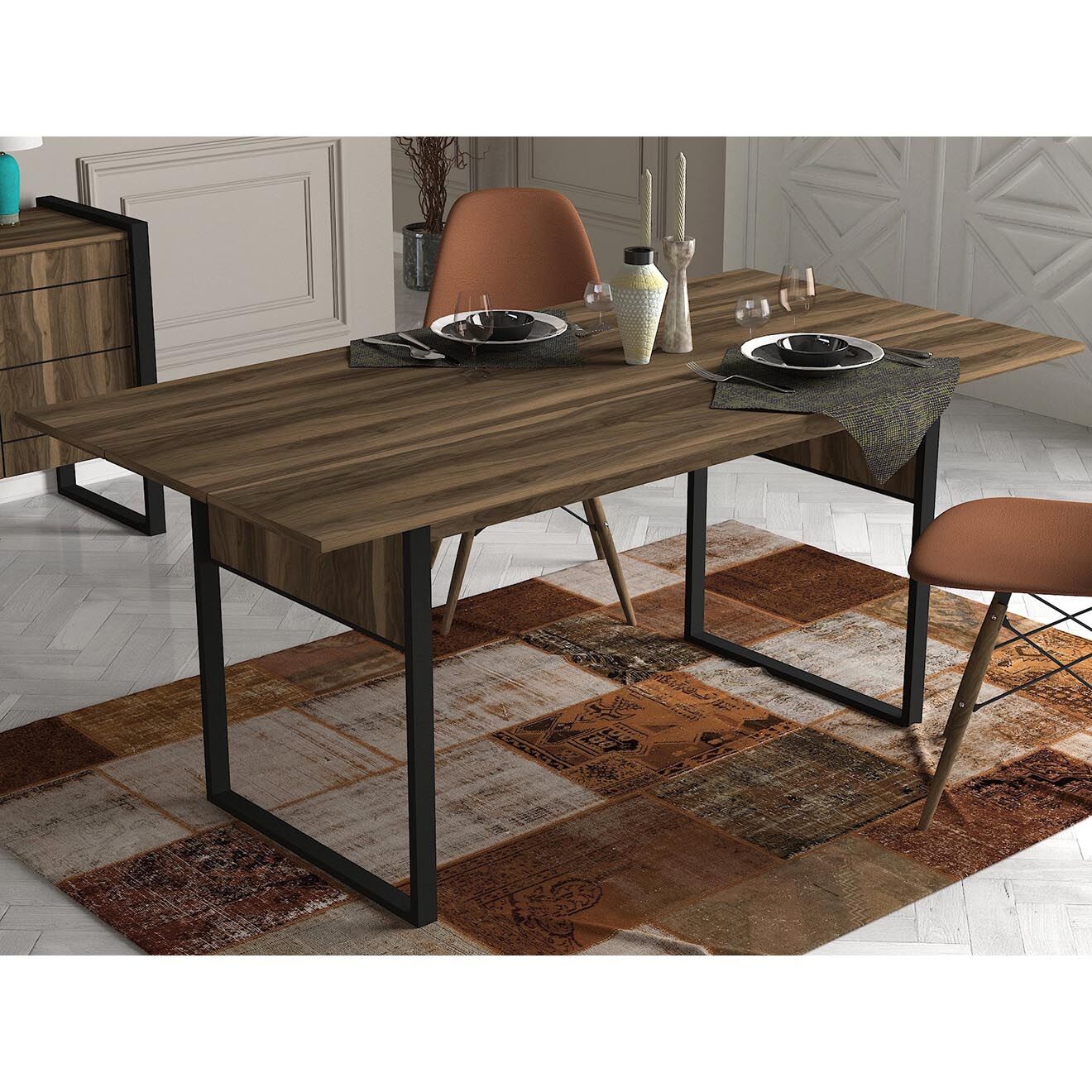 Wooden Art Table de salle à manger Lost beige - 180x77.6x91 cm