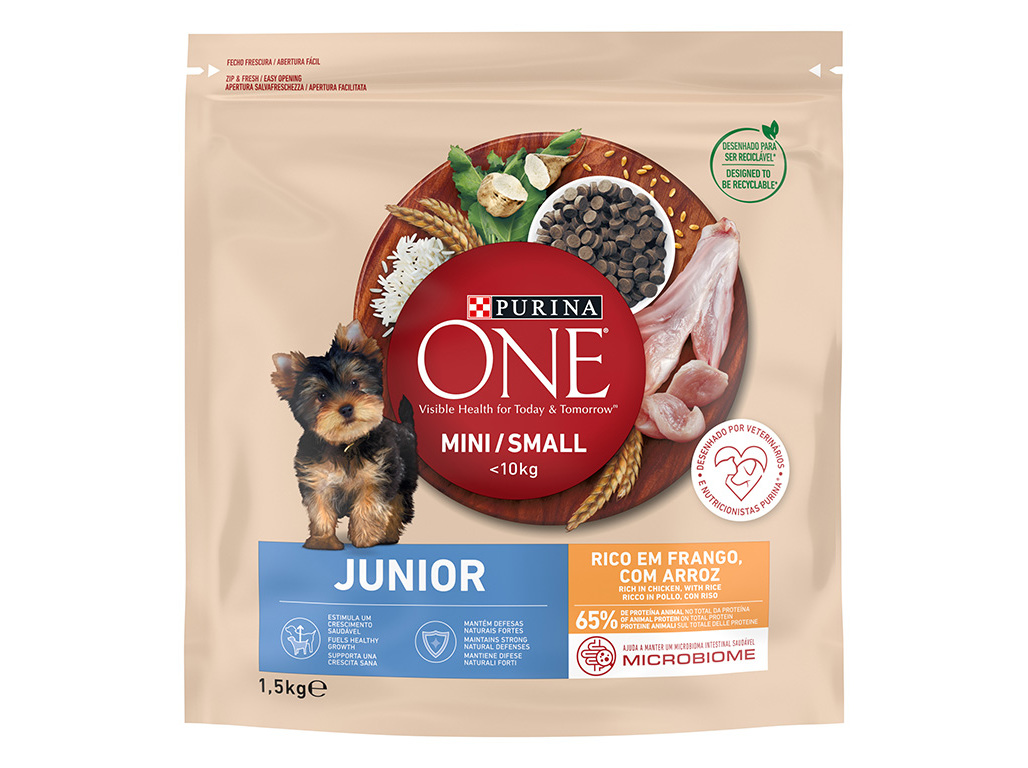 RAÇÃO PARA CÃO PURINA ONE MINI JÚNIOR COM FRANGO E ARROZ 1.5KG