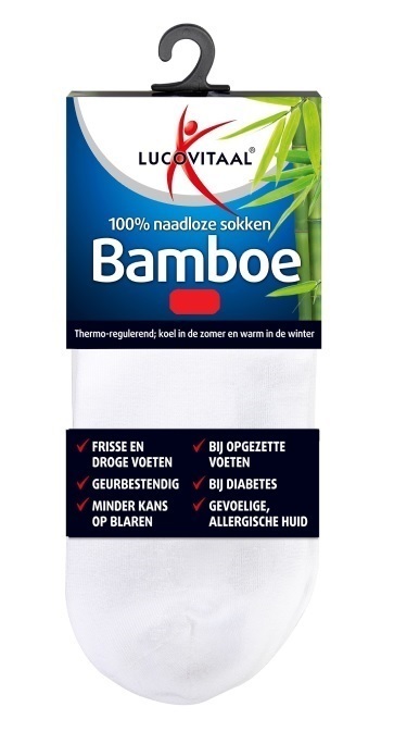 Lucovitaal Bamboe Enkelsok Wit 43-46 1 paar
