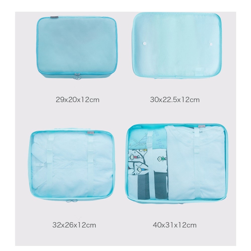 (8er Set) Reise Aufbewahrungsbeutel Tasche für Reisegepäck - Dunkelblau