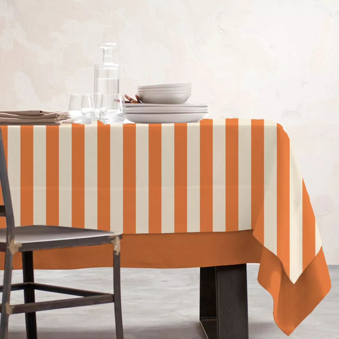 Nappe rectangulaire coton enduit (150 x 350 cm) Clementine Orange