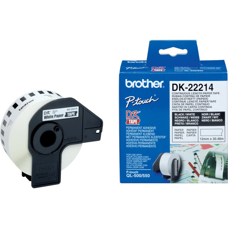 Brother DK-22214 ruban d'étiquette Noir sur blanc