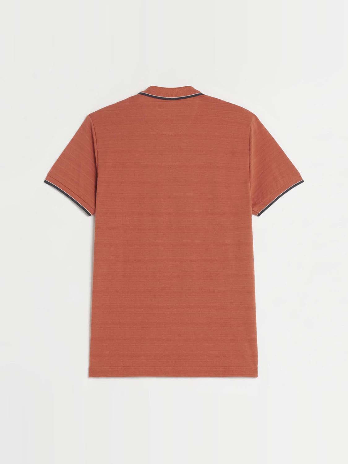 Polo Homme Effet Jacquard Sienne