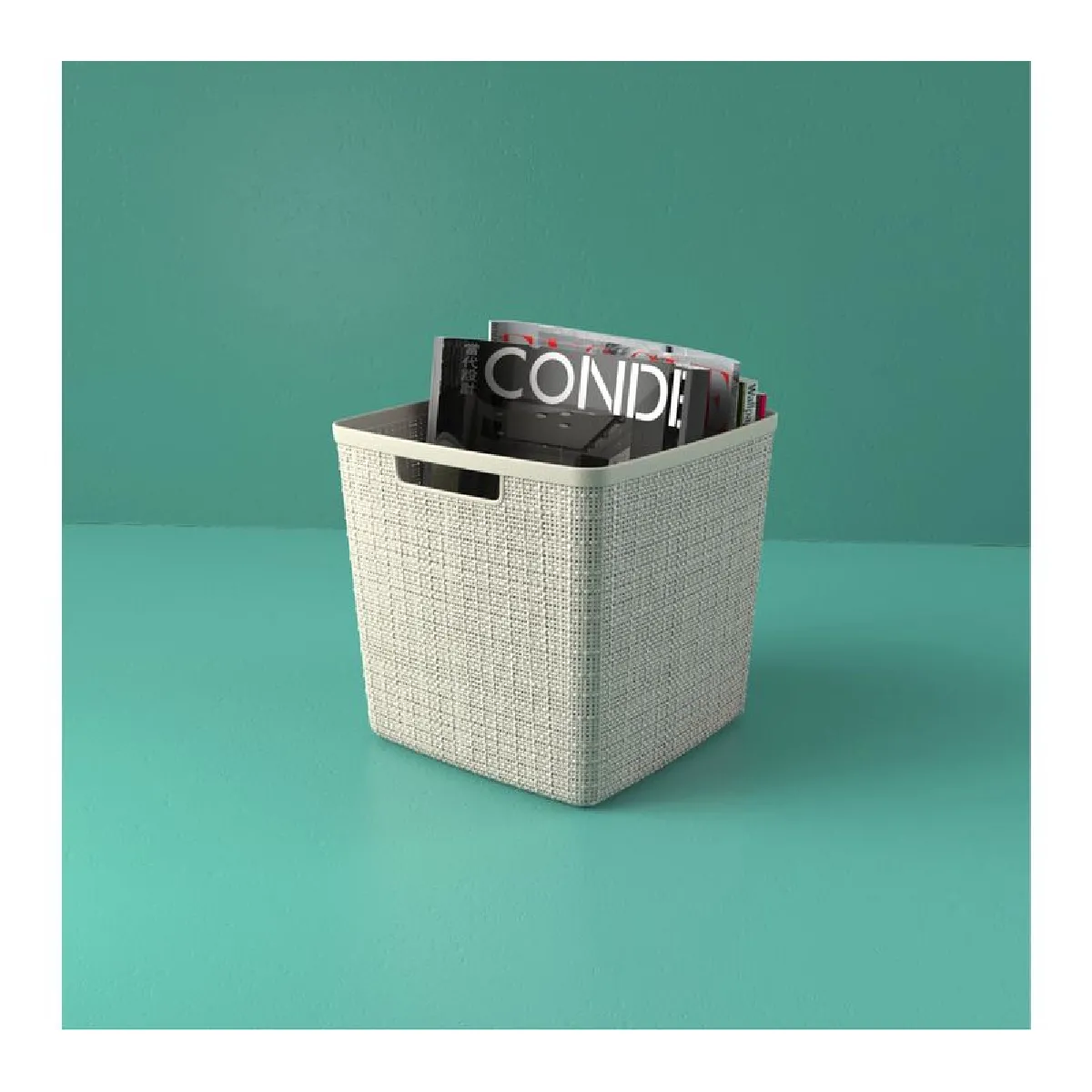 But Panier cube JUTE 17L - Blanc cassé