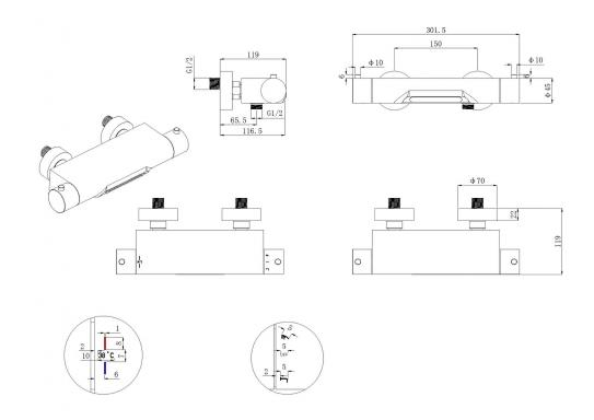 Mueller Meta thermostatische waterval badkraan zwart