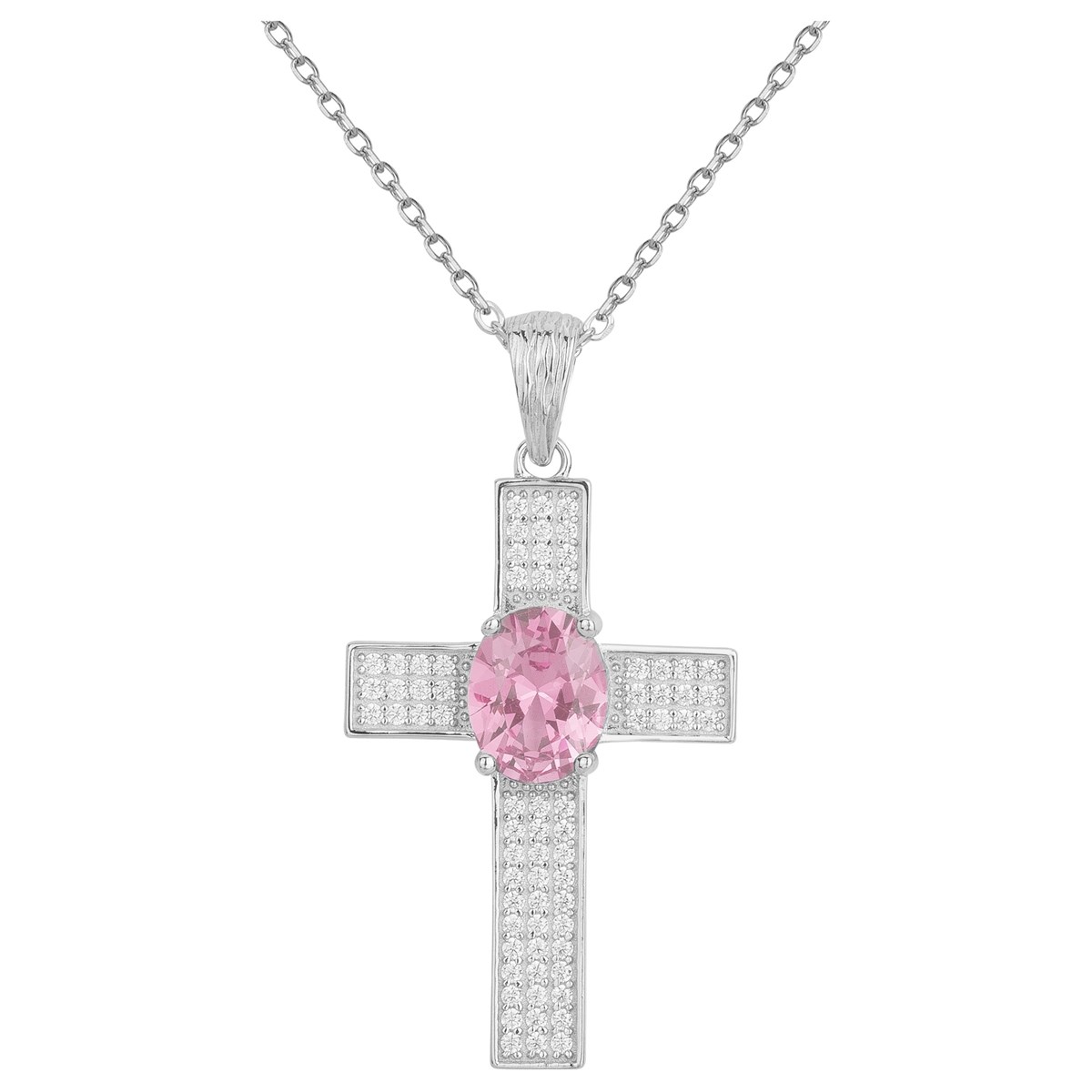 Collier Elisabeth en Argent avec oxyde de zirconium rose