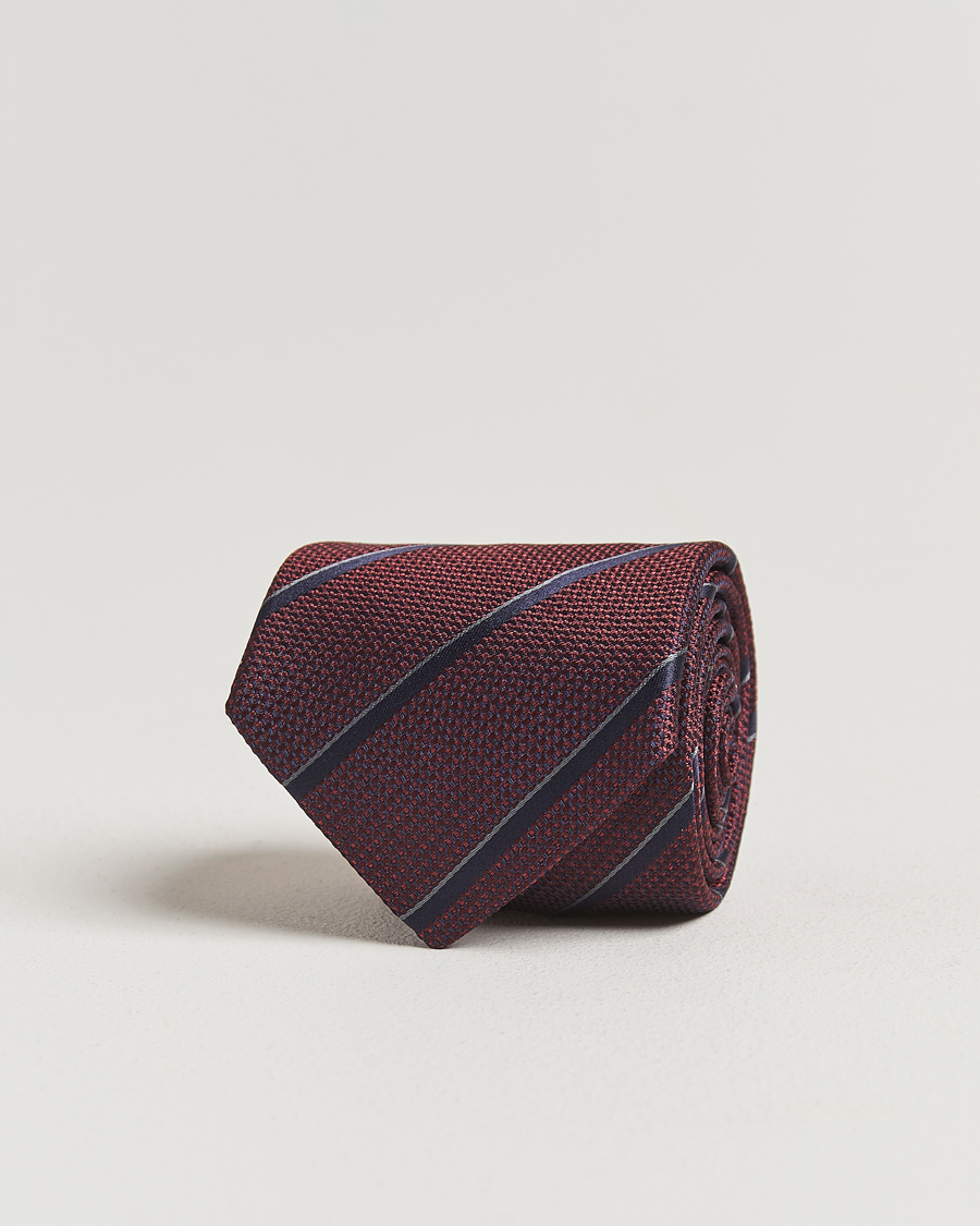 Canali Regimental Stripe Silk Tie Burgundy/Navy
