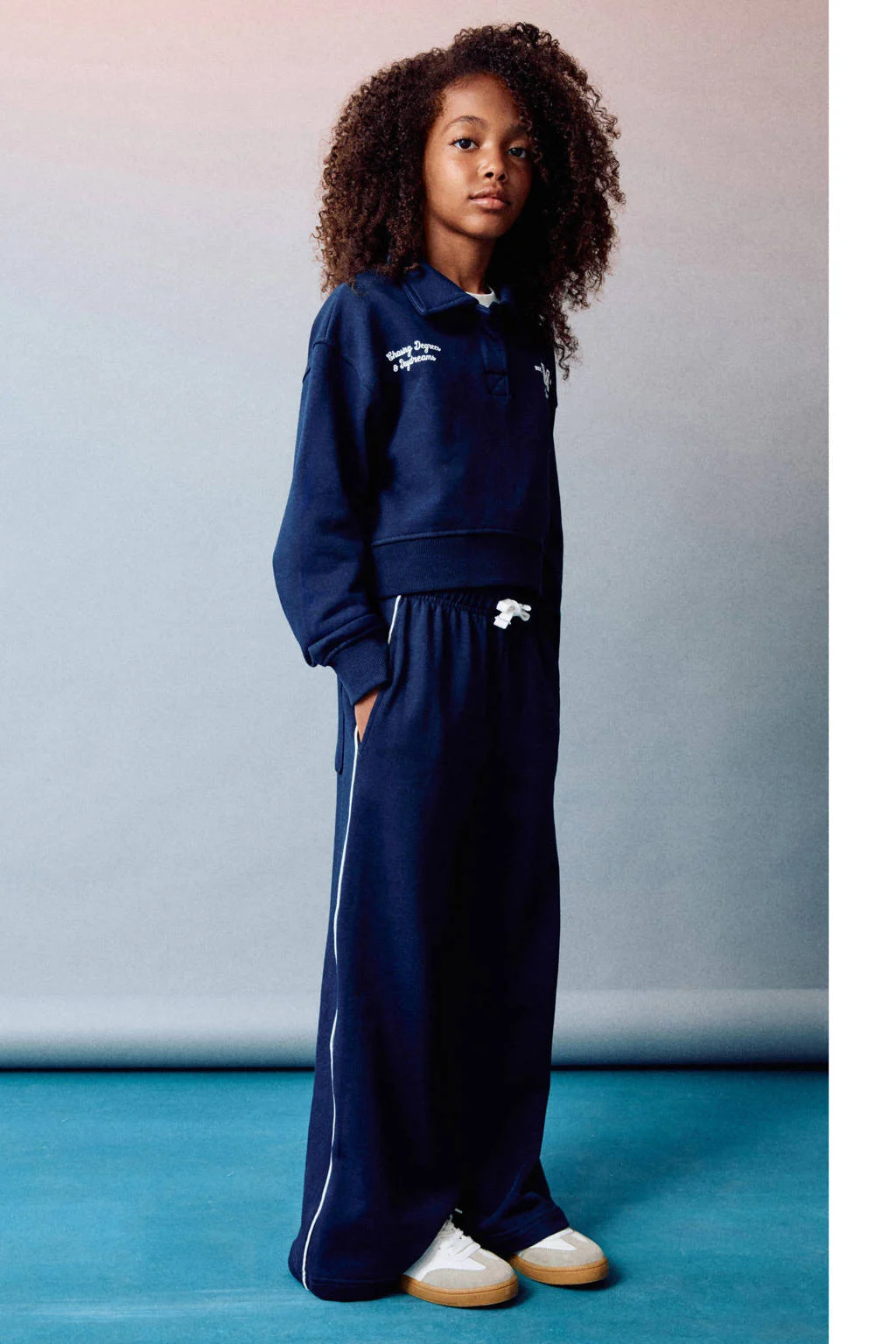 Mango Kids wide leg sweatpant marine