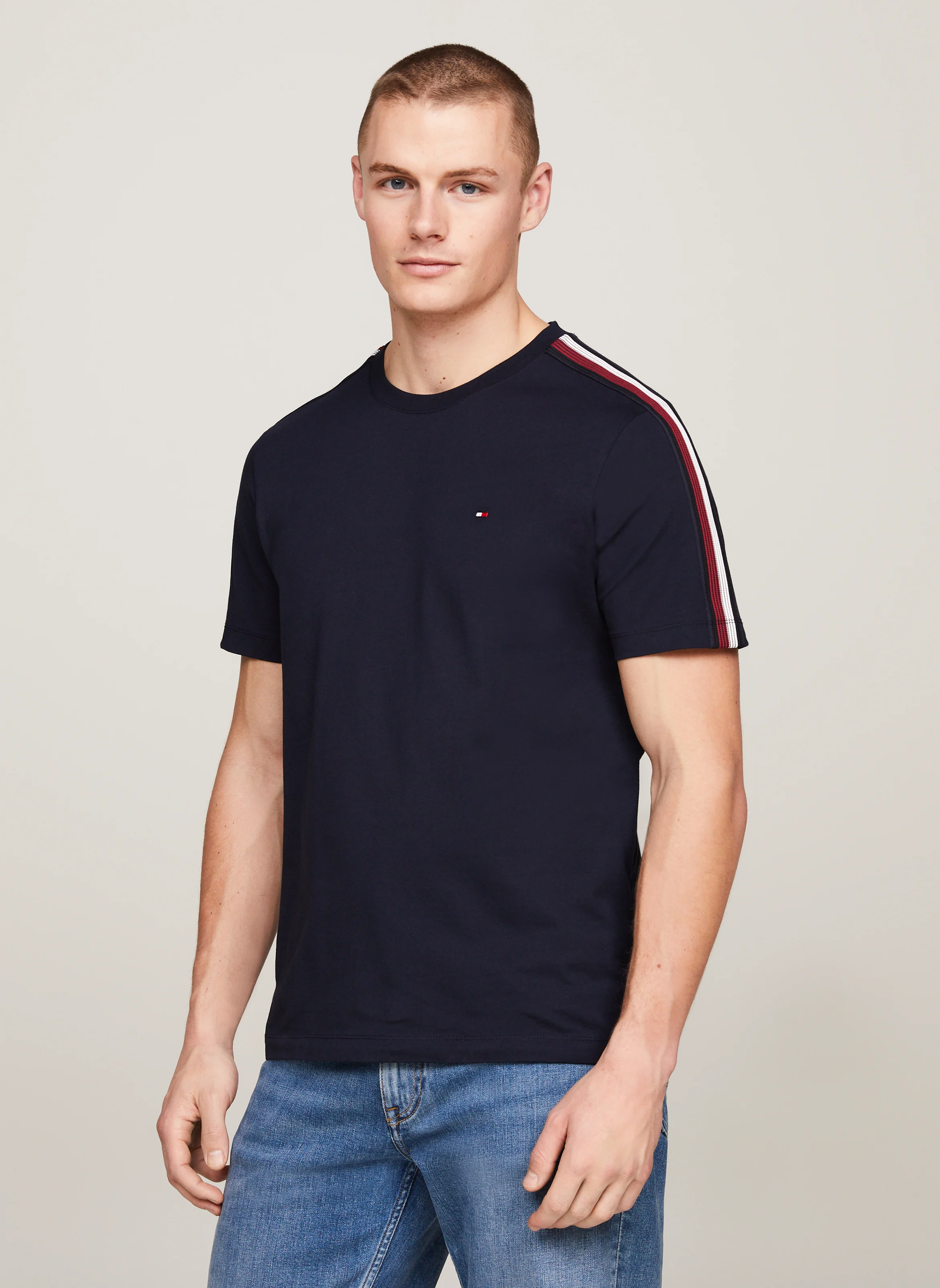 Tee-shirt col rond en coton | Bleu