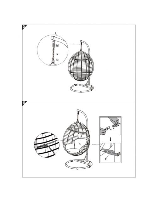 Bestgarden Hangstoel Egg Wicker - Tuinmeubelen - 65x90x120\/195 cm Grijs Zwart Staal-Outdoor