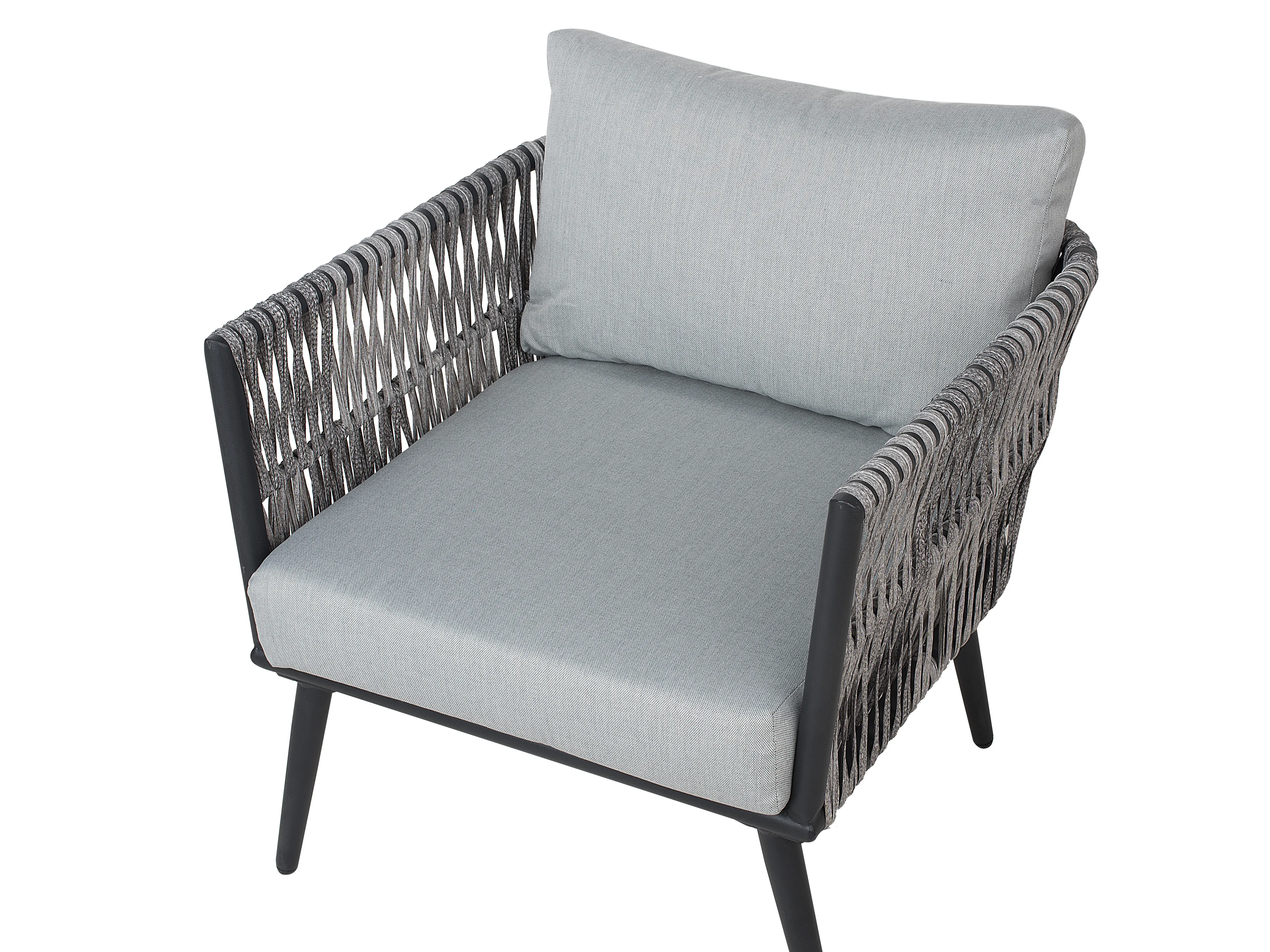 Loungeset met tafel 4-zits PREVEZA PE rotan Grijs