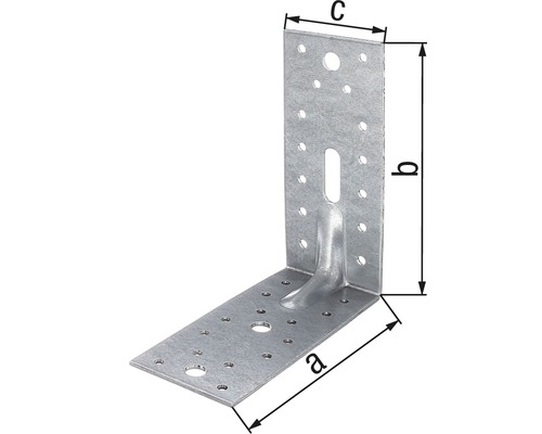 Zware hoekbeugel met groef, 150 x 150 x 65 mm, sendzimir verzinkt, 1 stuk