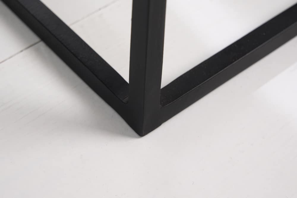 Industrial 2er-Set Couchtische FIRE & EARTH 45cm Mangoholz massiv Schiefer Metall schwarz