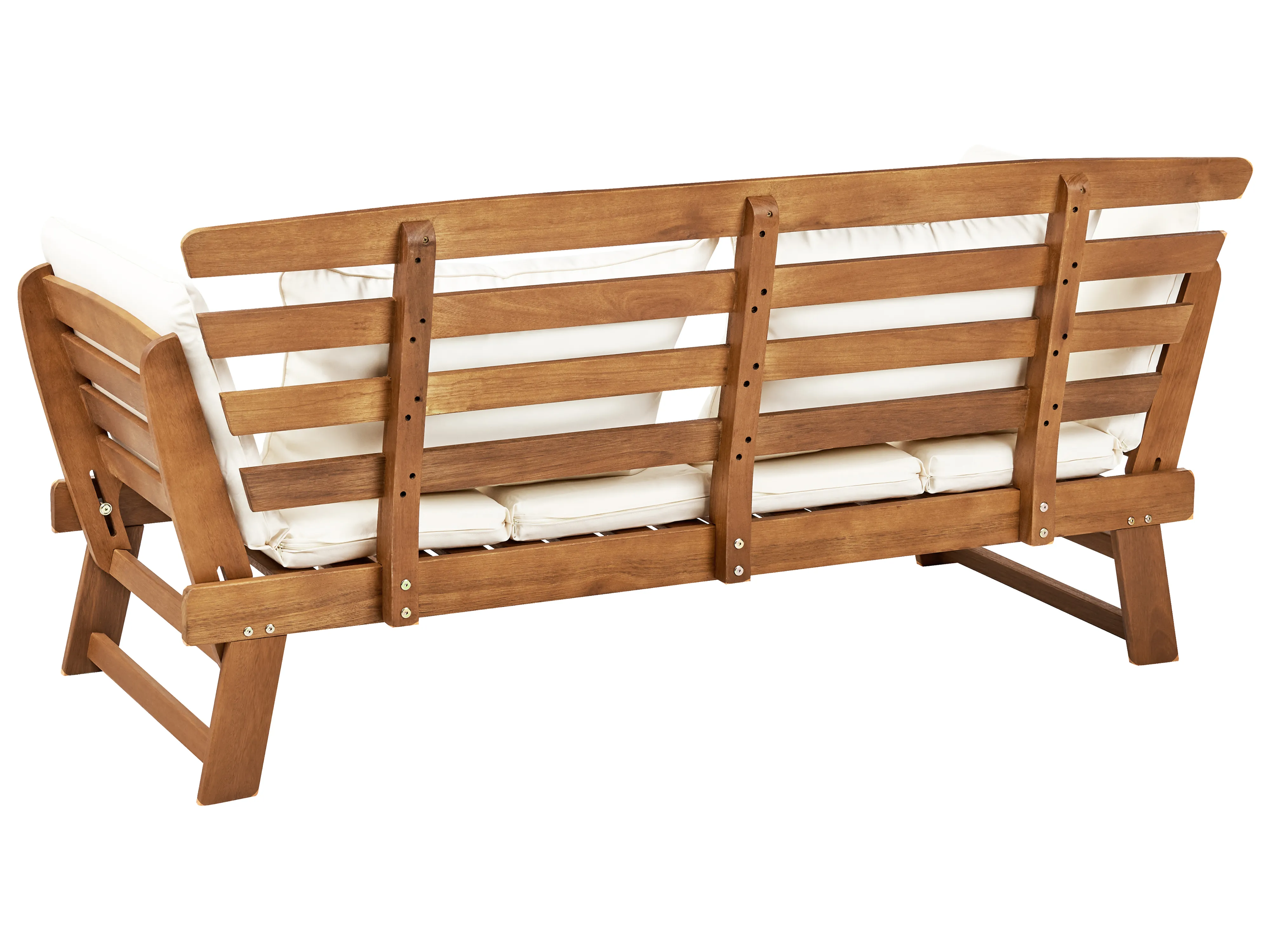 Tuinbank met zitkussen PORTICI 210 cm Eucalyptushout Lichtbruin/wit