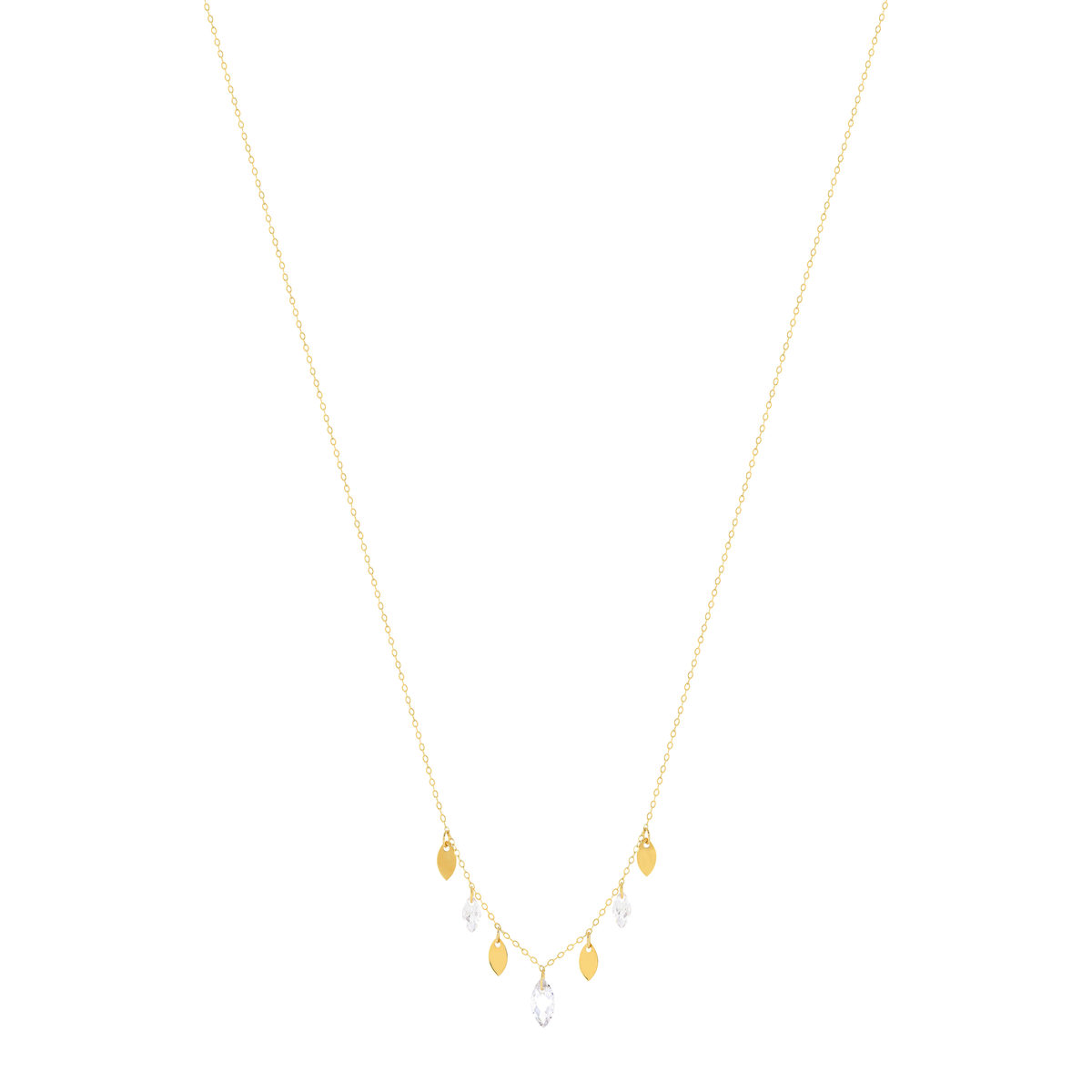Collier or jaune 750 zirconias 42 cm