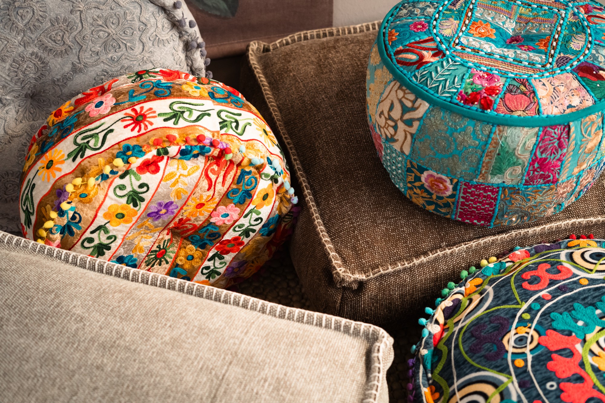 Pouf 'Decen' braun, B 60 cm, L 60 cm, H 20 cm von fischer's lagerhaus