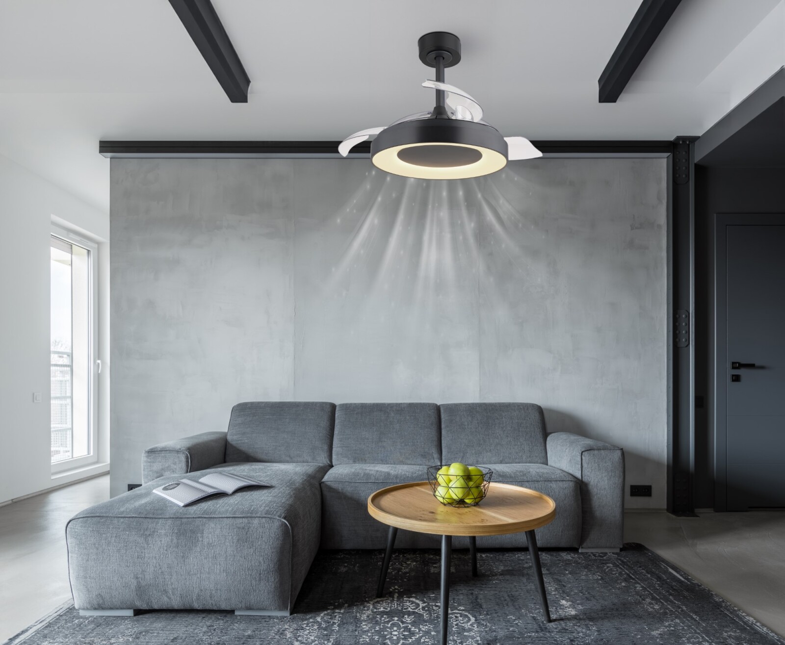 LED-Deckenventilator - grau matt - Ø 91 cm
