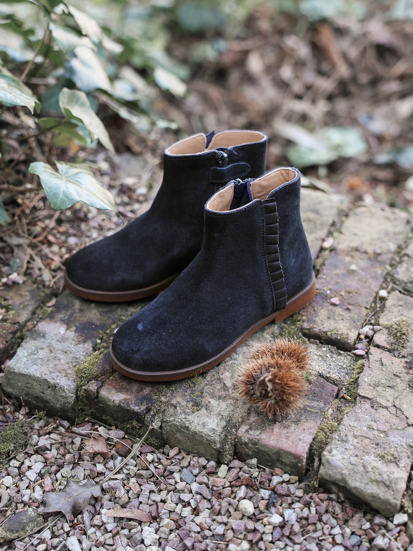 Boots froufrou en cuir Fille