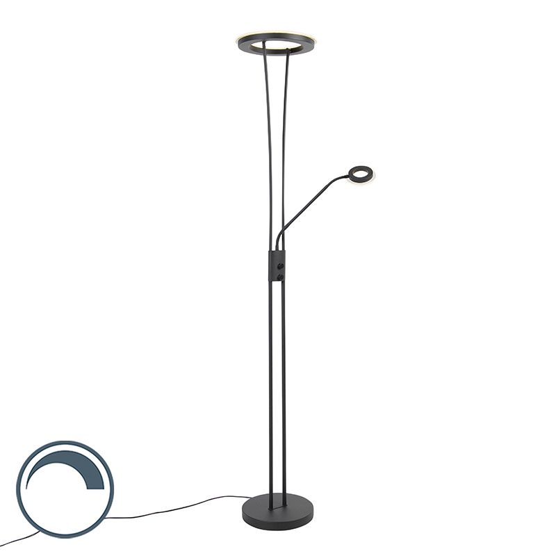 Moderne vloerlamp zwart incl. LED met leesarm - Divine