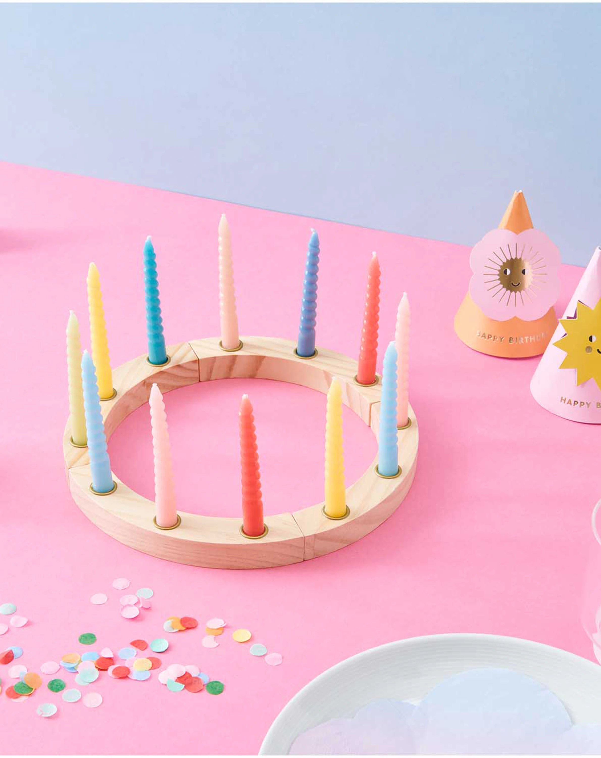 Holz-Kerzenring HAPPY BIRTHDAY mit Zahlen
