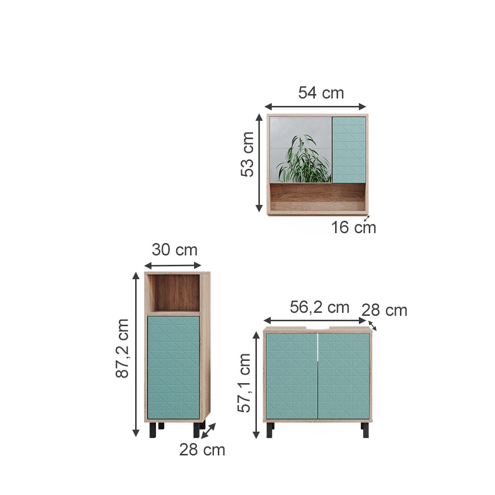Vicco Badmöbel-Set Agasta sonoma, Badezimmerschränke 3D Optik