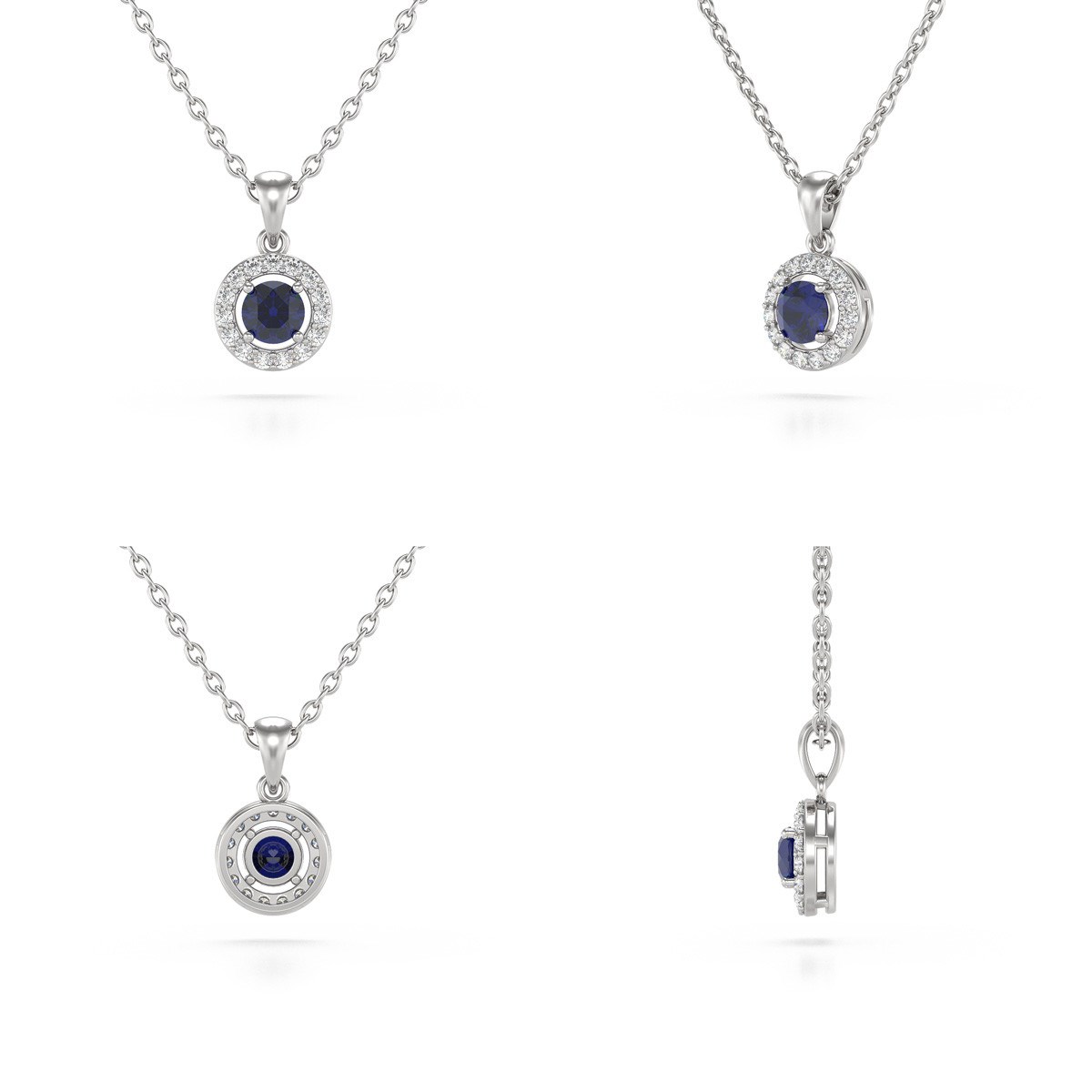 Collier Pendentif ADEN Saphir et Diamant Chaine Argent 925 incluse 0.56grs