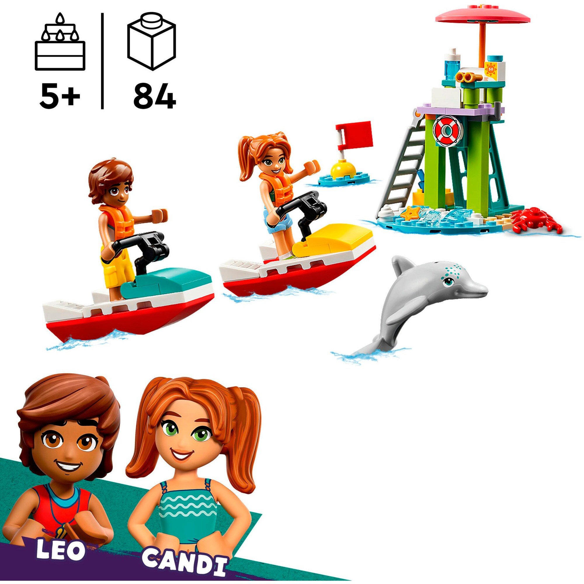 LEGO Konstruktionsspielzeug Friends Rettungsschwimmer Aussichtsturm mit Jetskis