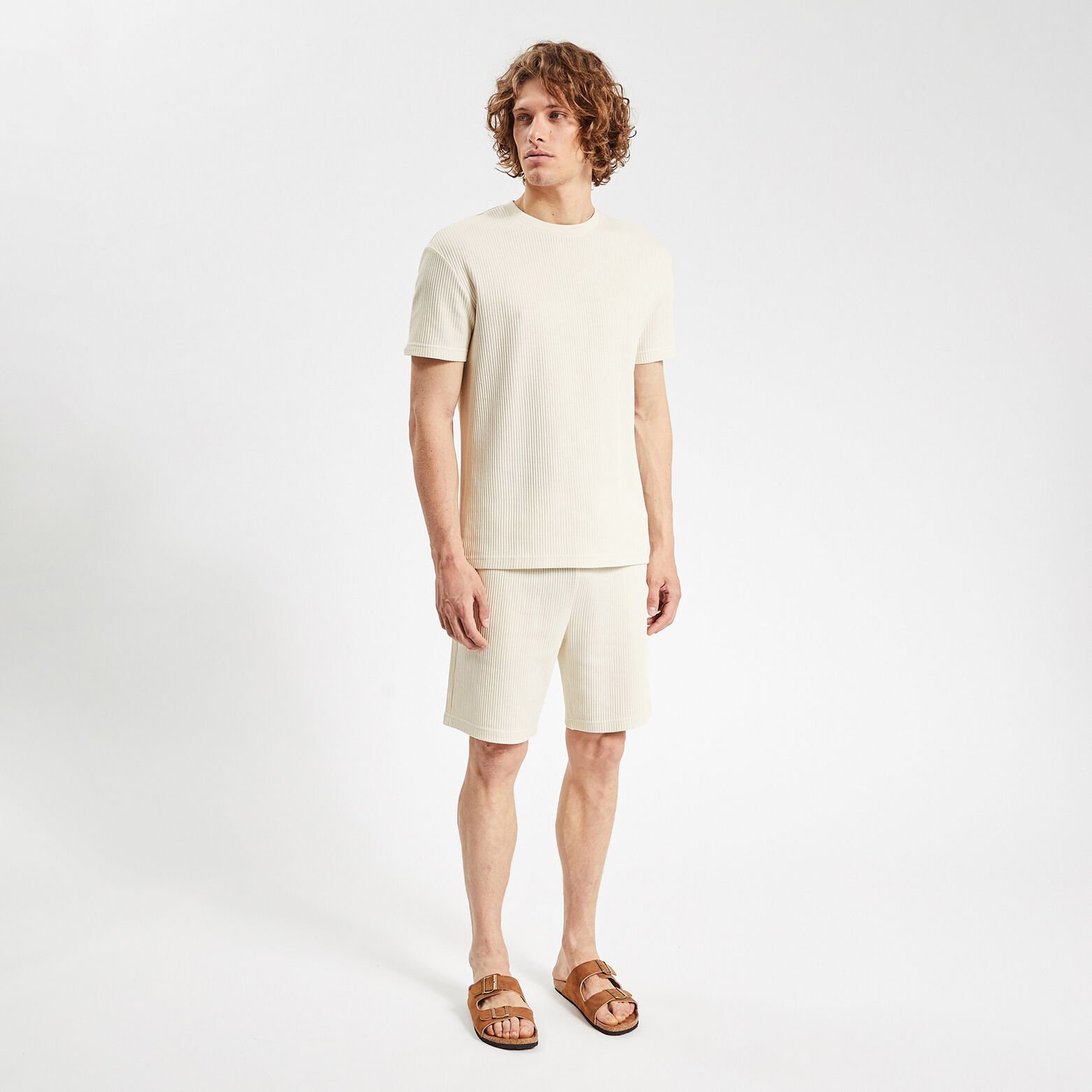 Tee shirt matière gaufrée Beige