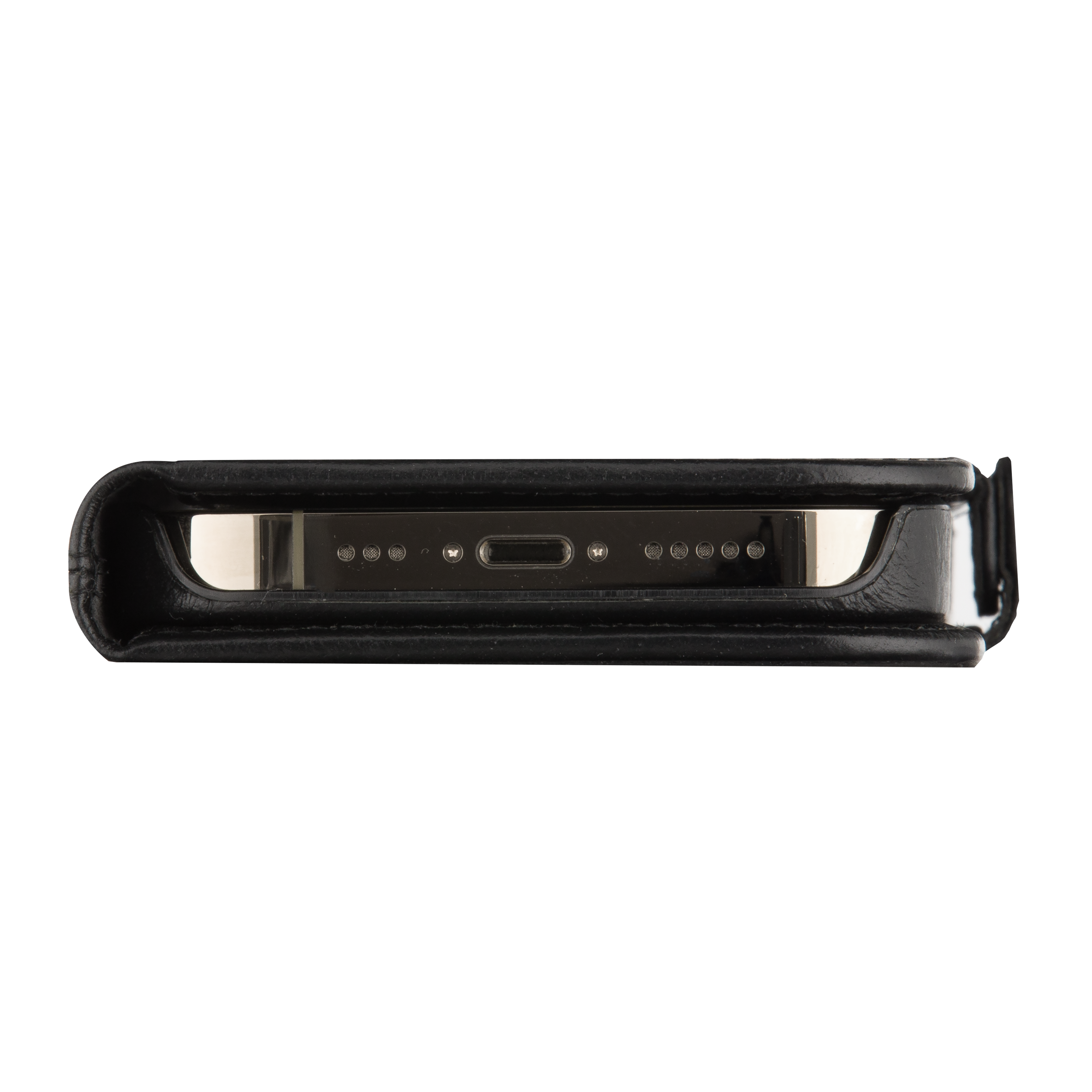 iPhone 15 Pro 2in1 Wallet Case Echtleder Tasche mit RFID Schutz Lynge (LY61GTBL1860) - Schwarz