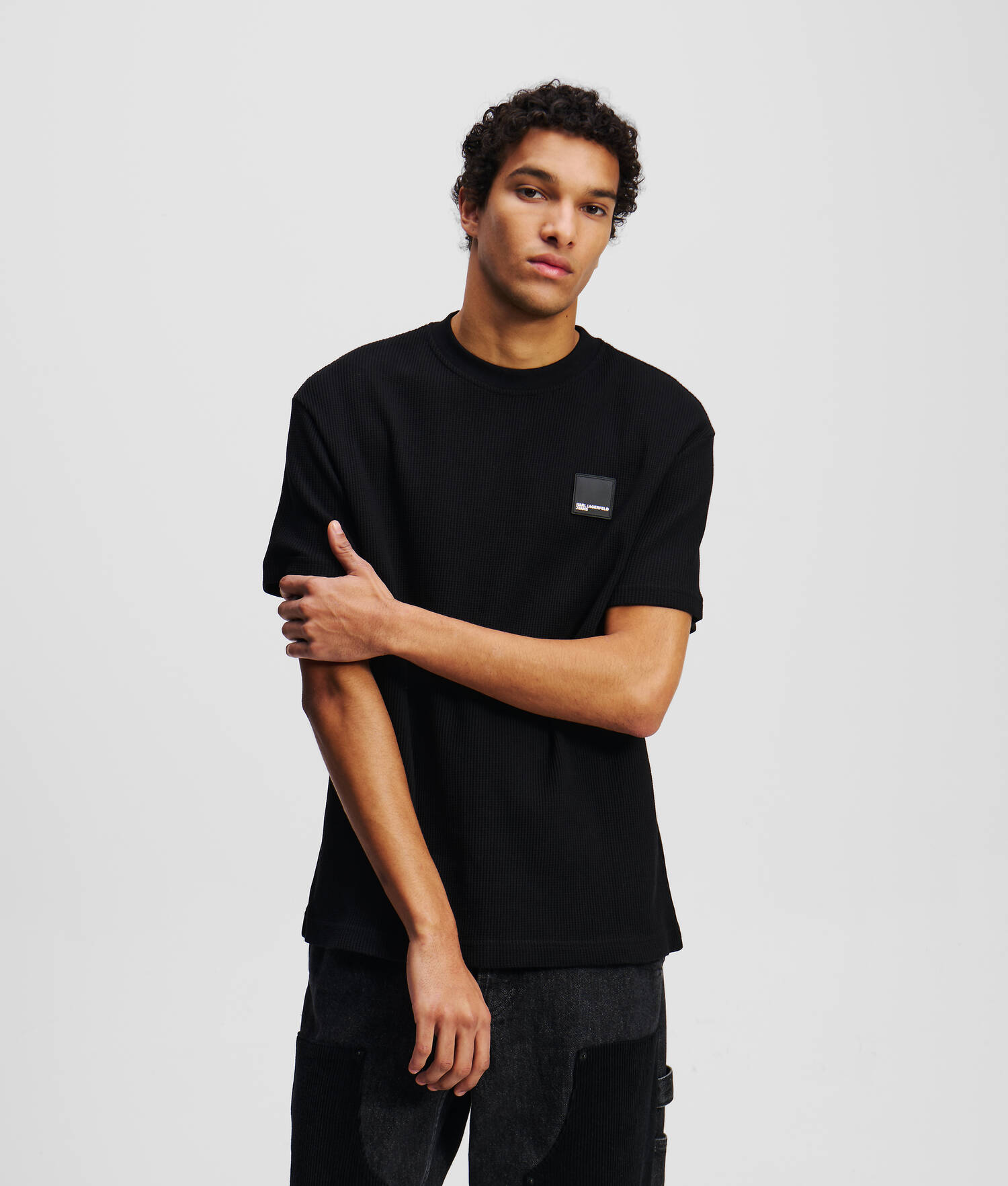 T-SHIRT À TEXTURE GAUFRÉE - Noir