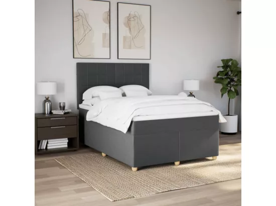 Sommier à lattes de lit avec matelas Gris foncé 160x200cm Tissu
