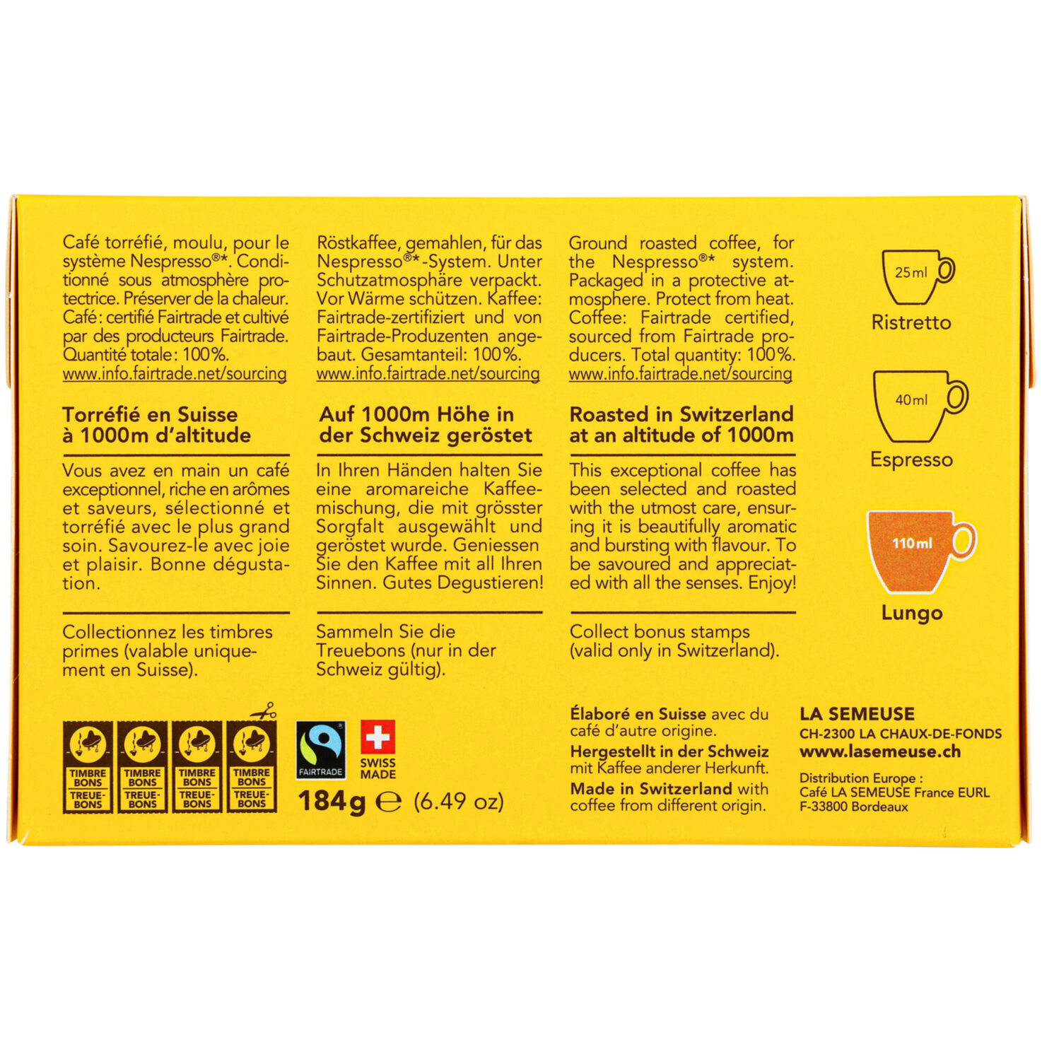 La Semeuse Lungo - kompatibel System Nespresso® 33 Kapseln