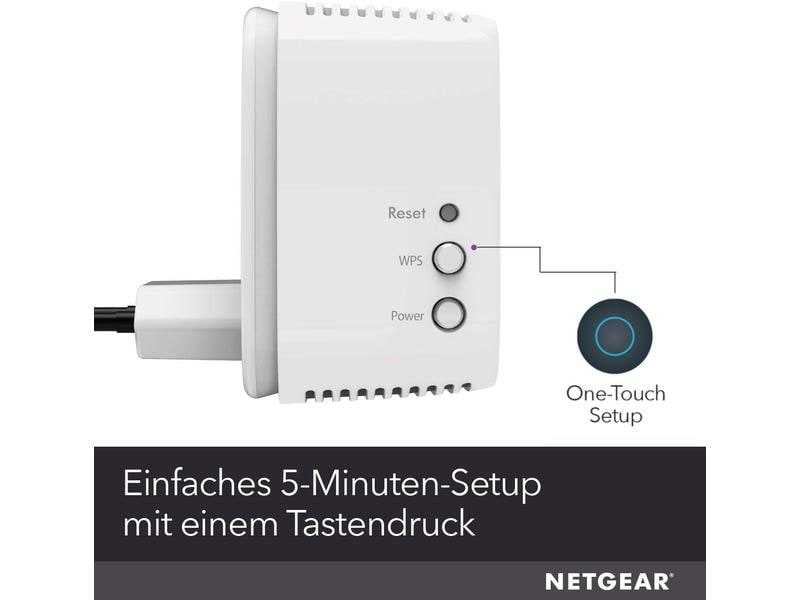 Netgear WLAN-Repeater EX3110 Dual-Band WLAN-Repeater, 750 Mbps, Wandstecker, externe Antenne